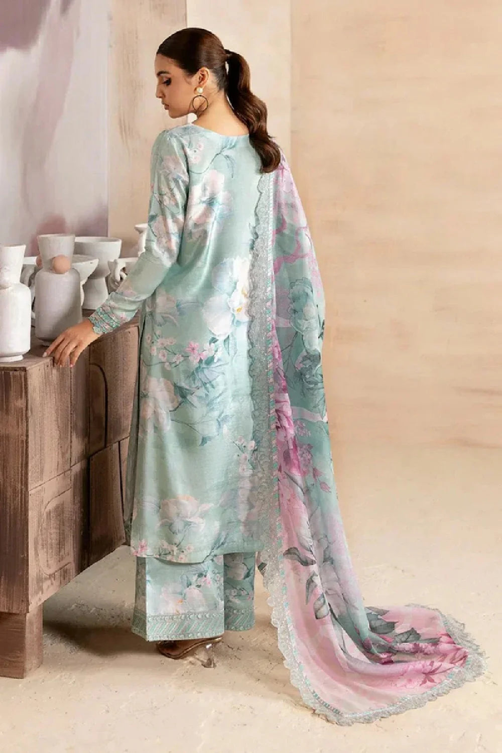 Pastel Color Digital Printed Lawn Suit with Embroidered Laces