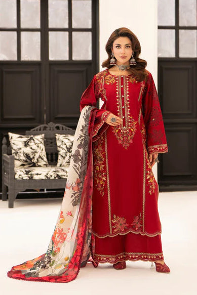 Wine Red Pure Cotton Chikankari Embroidered Suit with Cutwork Details
