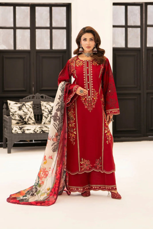 Wine Red Pure Cotton Chikankari Embroidered Suit with Cutwork Details