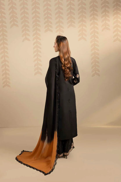 Black Hand Embellished Raw Silk Suit