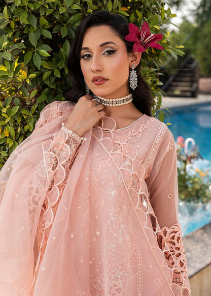Peach Pink Soft Organza Embellished Suit