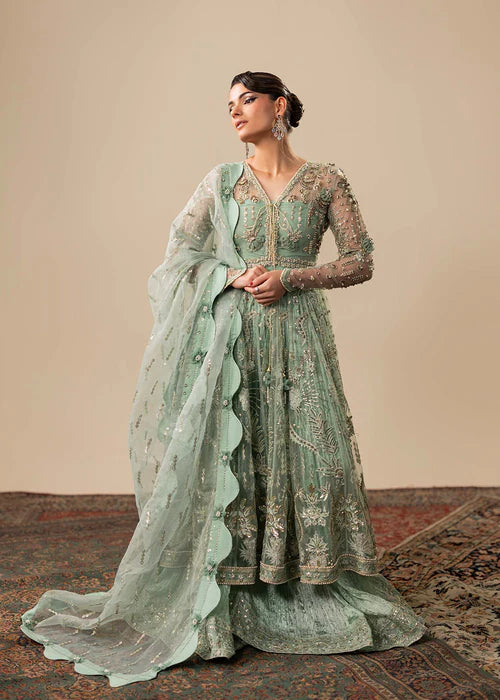 Mint Green Hand Embellished Elegant Maxi