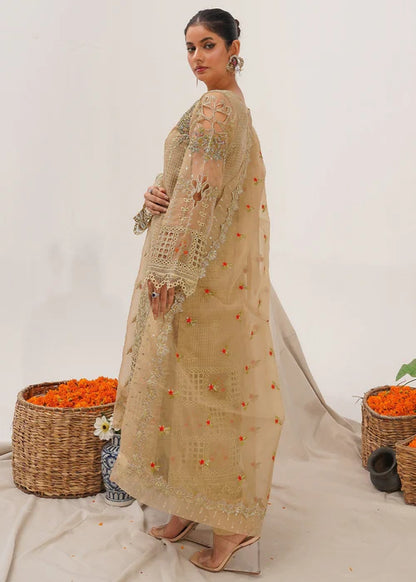 Beige Embellished Suit with Cutwork Details