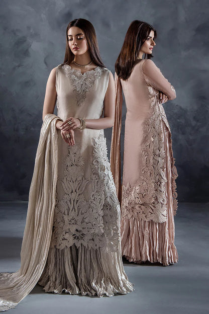 Hand Embroidered Light Grey Crushed Sharara