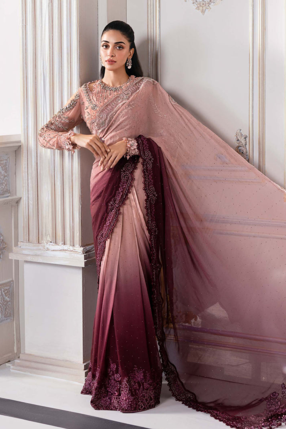 Tie-Dye Soft Net Wedding Saree with Handmade Blouse