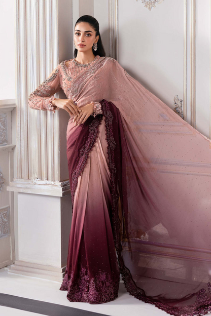 Tie-Dye Soft Net Wedding Saree with Handmade Blouse