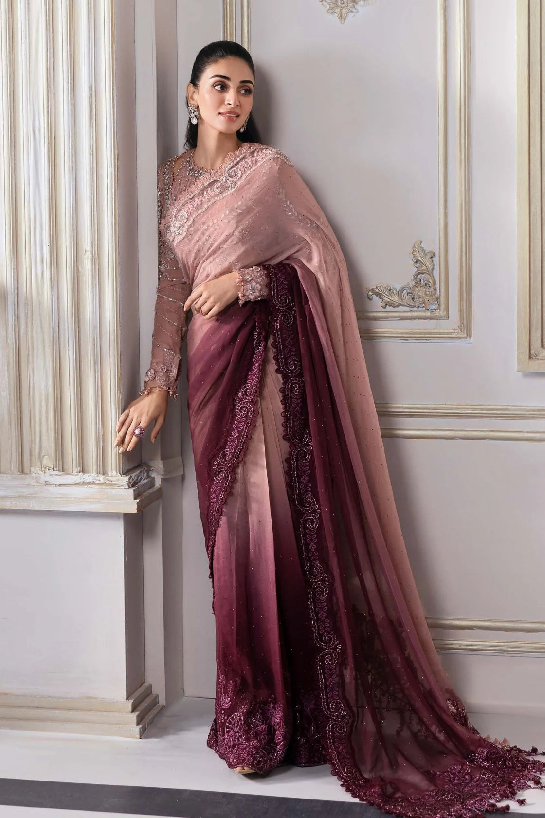 Tie-Dye Soft Net Wedding Saree with Handmade Blouse