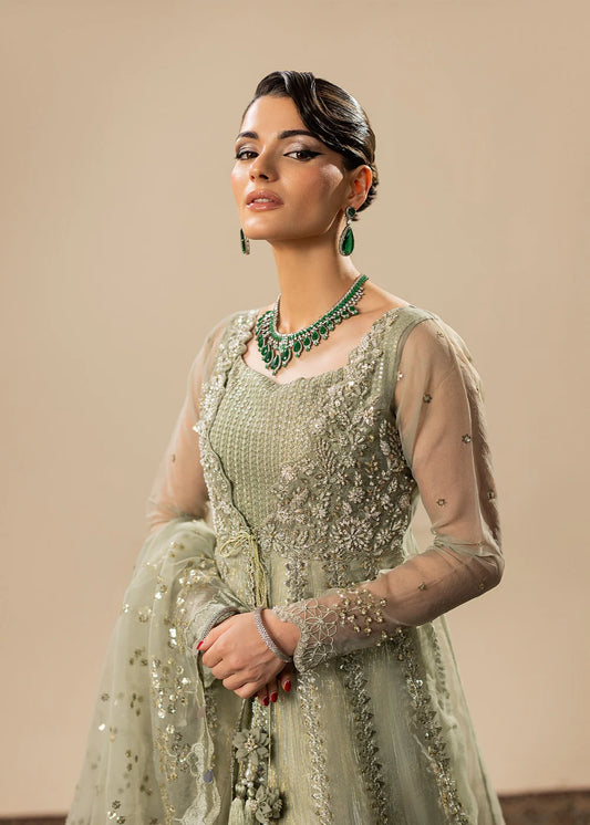 Pistachio Hand Embellished Organza Maxi
