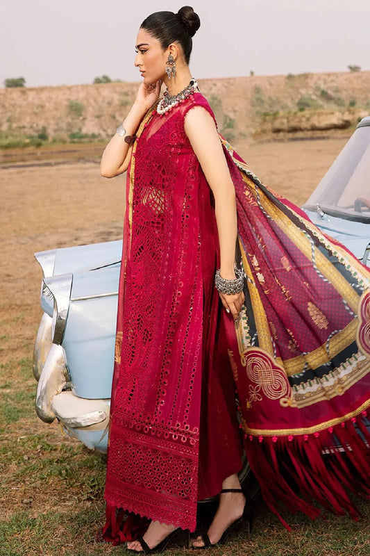 Red Chikankari Lawn Suit