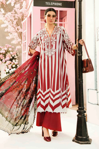 Red Digital Printed Pure Lawn Suit with Chiffon Dupatta
