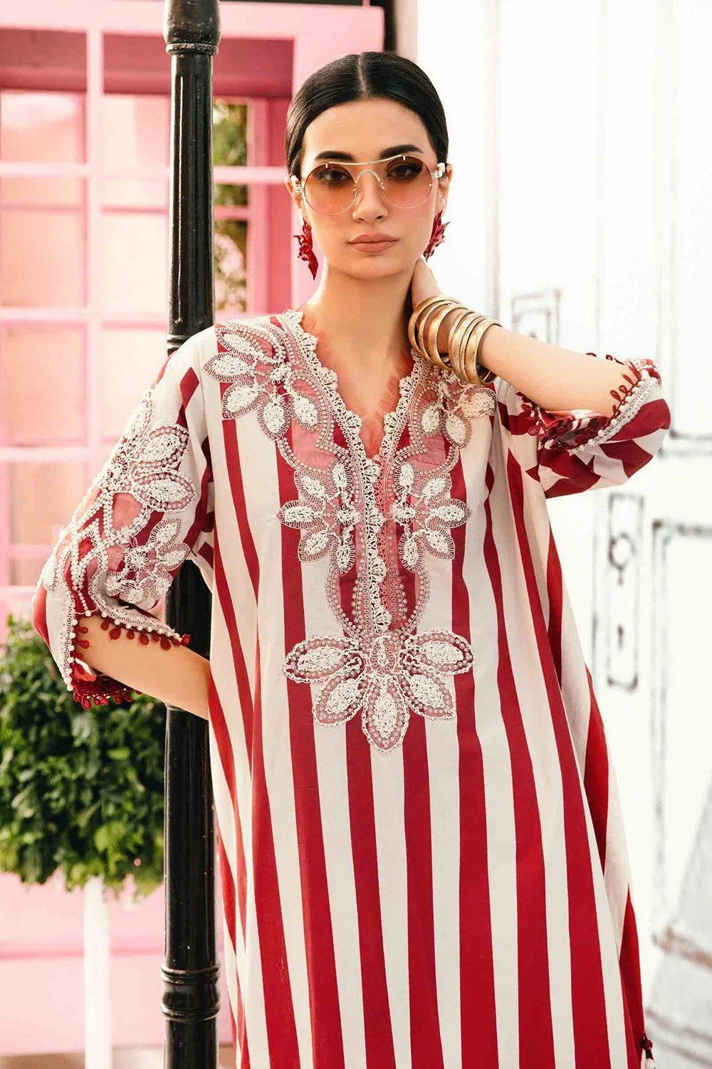 Red Digital Printed Pure Lawn Suit with Chiffon Dupatta