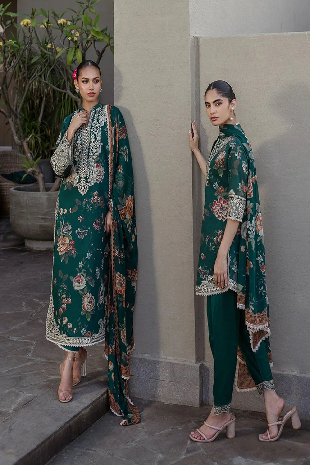 Pure Lawn Suit with Chiffon Dupatta