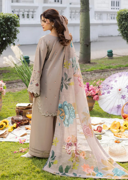 Mouse Grey Lawn Suit with Short Shirt & Patchwork Embroidery