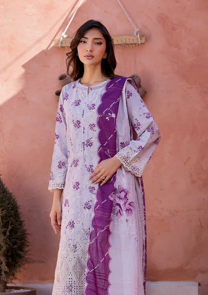 Purple Taupe Printed Chikankari Lawn Kurta Set with Dupatta