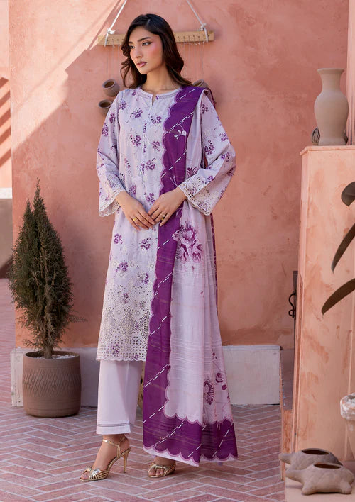 Purple Taupe Printed Chikankari Lawn Kurta Set with Dupatta