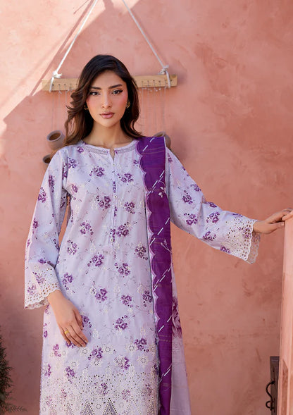 Purple Taupe Printed Chikankari Lawn Kurta Set with Dupatta