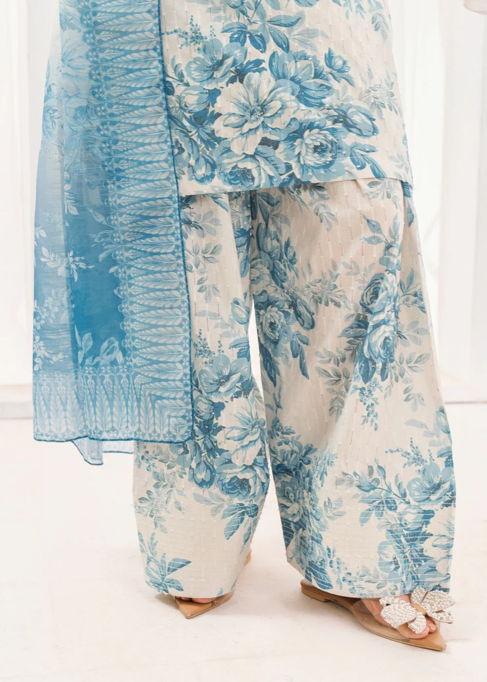 Embroidered Lawn Farshi Shalwar Suit