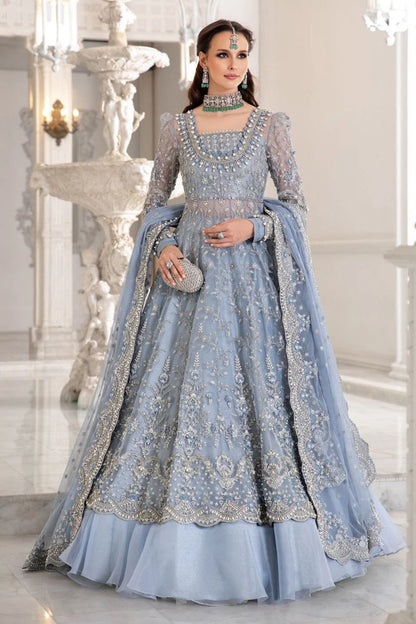 Ice Blue Handmade Lehenga Choli / Anarkali Maxi