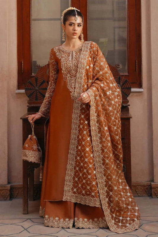 Handmade Rust Orange Raw Silk Suit