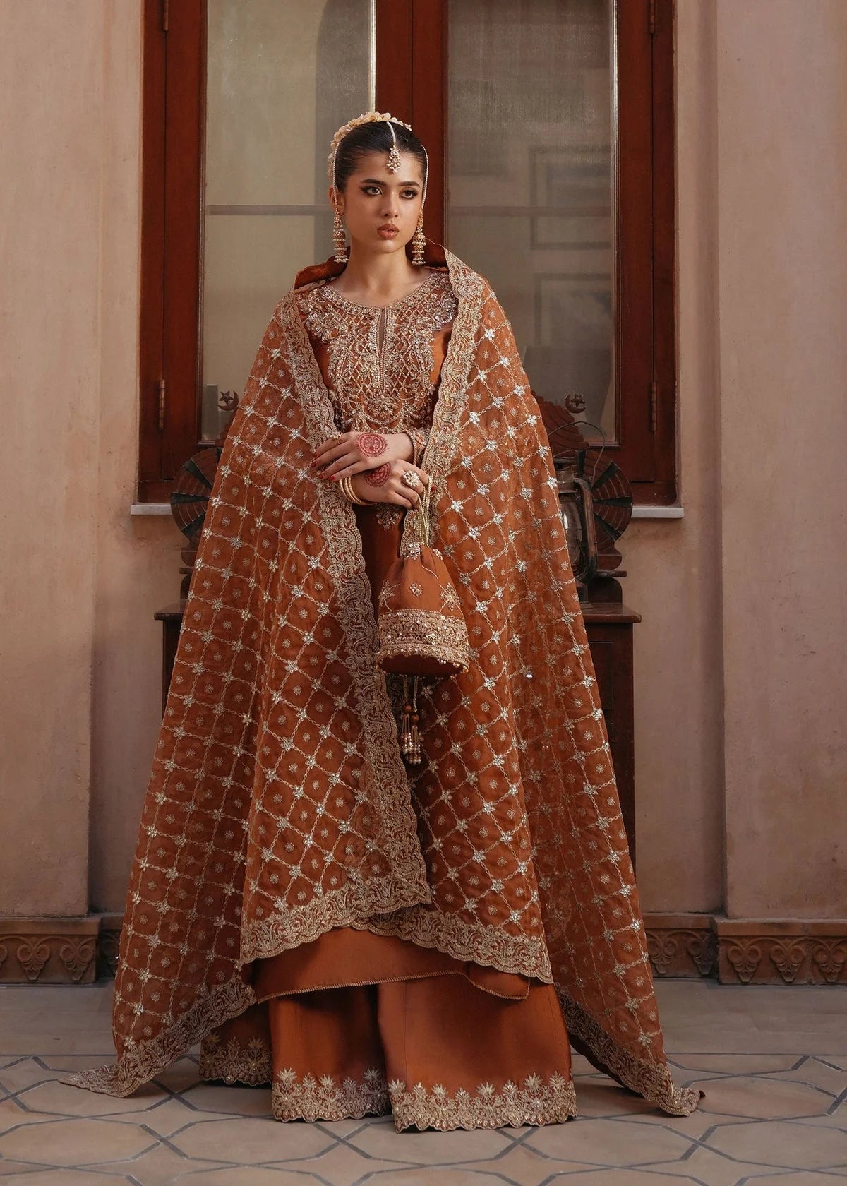 Handmade Rust Orange Raw Silk Suit