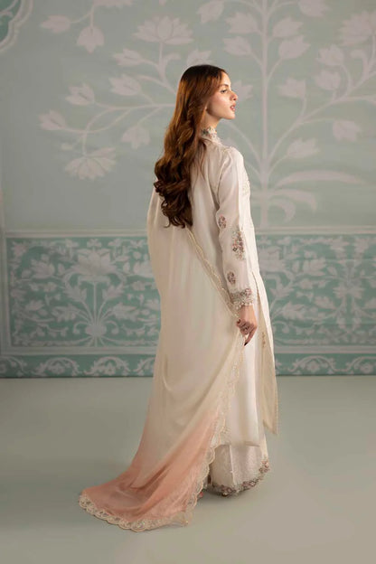 White Hand Embellished Raw Silk Suit