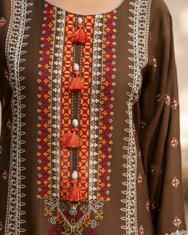 Camel Brown Kotrai Suit with Multi-Thread Work