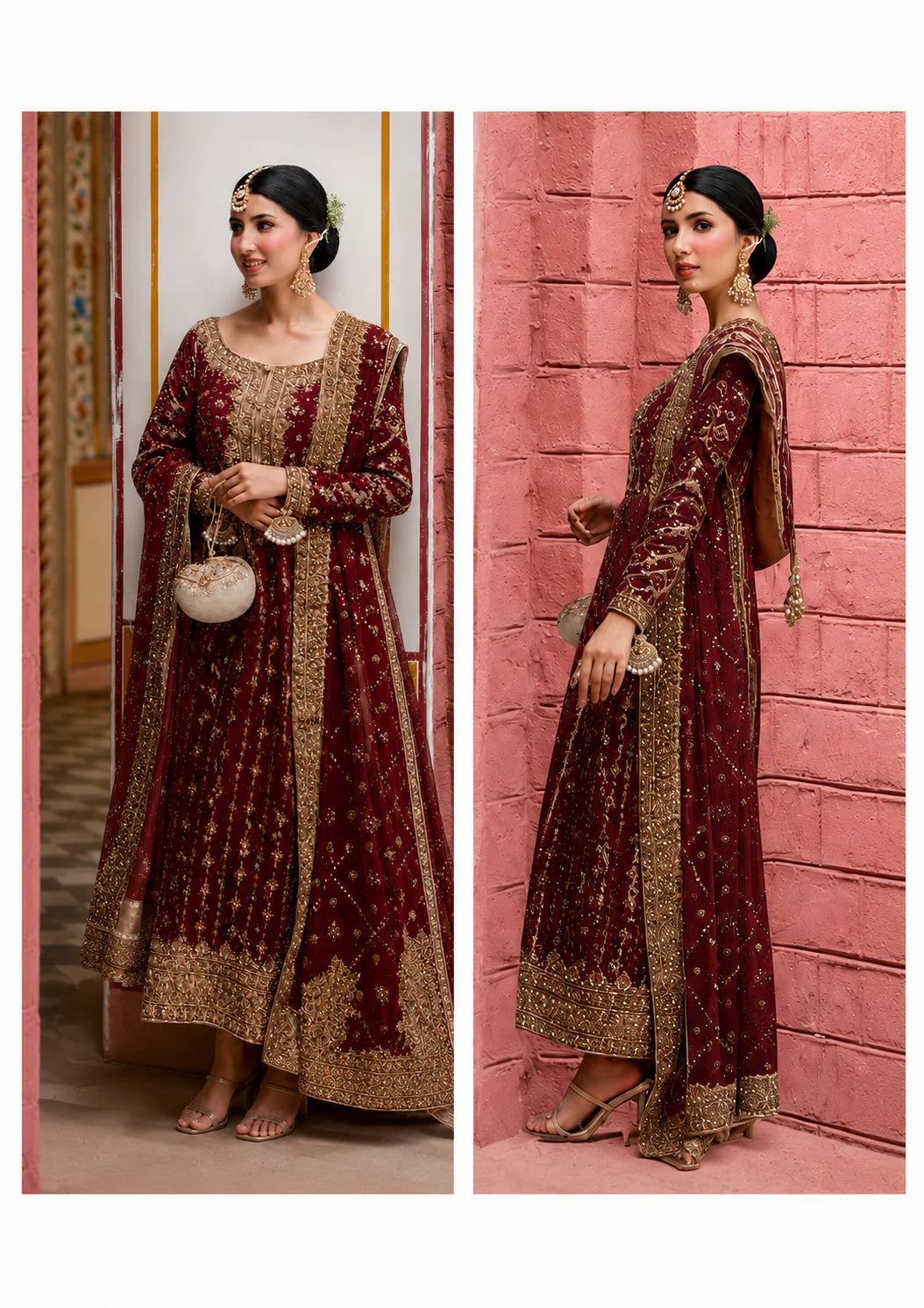 Pakistani Designer Maroon raw silk Salwar Kameez Online in KSA Riyadh Saudi Arabia Oman Bahrain Qatar