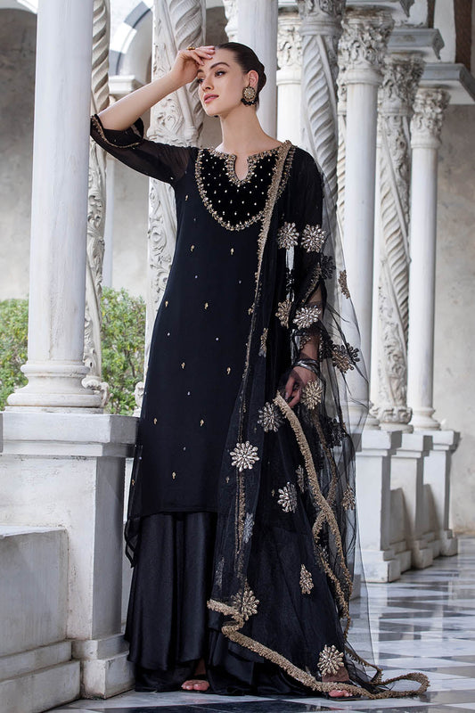 Black Sharara Suit with Hand Work