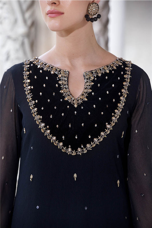 Black Sharara Suit with Hand Work