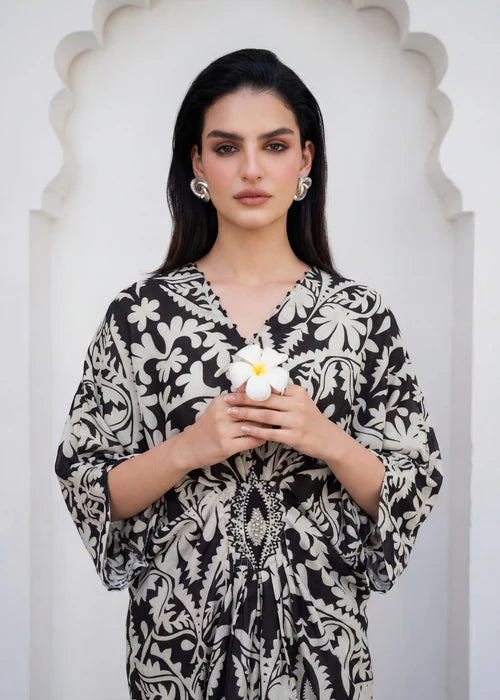 Elegant Embellished Silk Kaftan