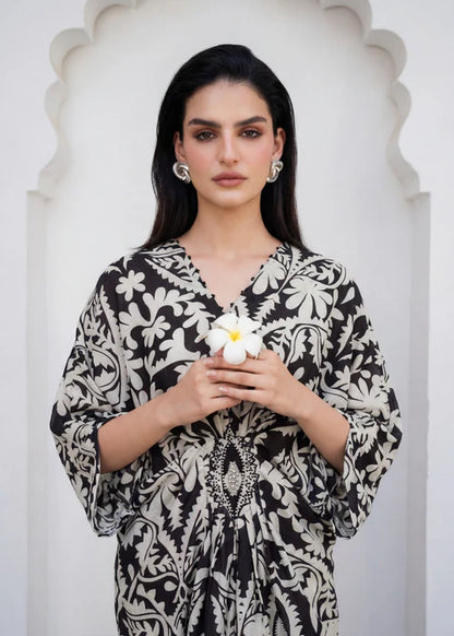 Elegant Embellished Silk Kaftan