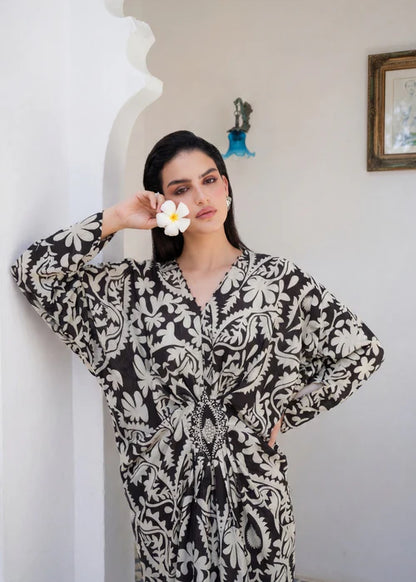 Elegant Embellished Silk Kaftan