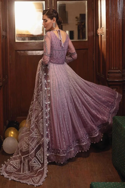 Lilac Tie Dye Pure Chiffon Lehenga Choli / Anarkali Maxi