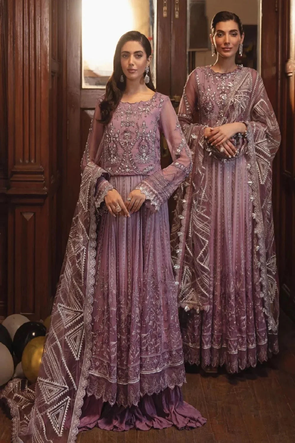 Lilac Tie Dye Pure Chiffon Lehenga Choli / Anarkali Maxi
