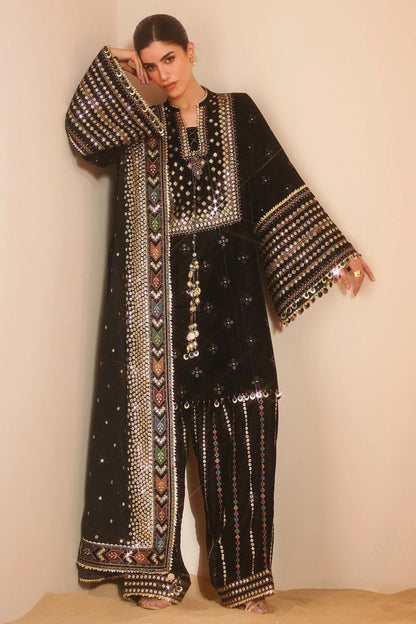Black Velvet Suit with 9mm Sequins Work