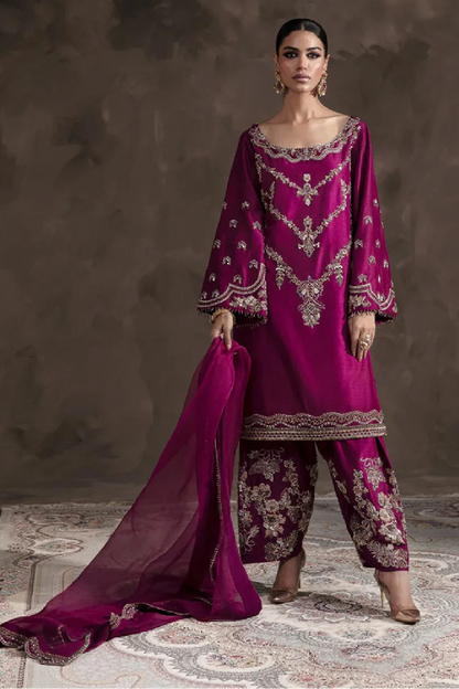 Handmade Rani Pink Pure Raw Silk Suit