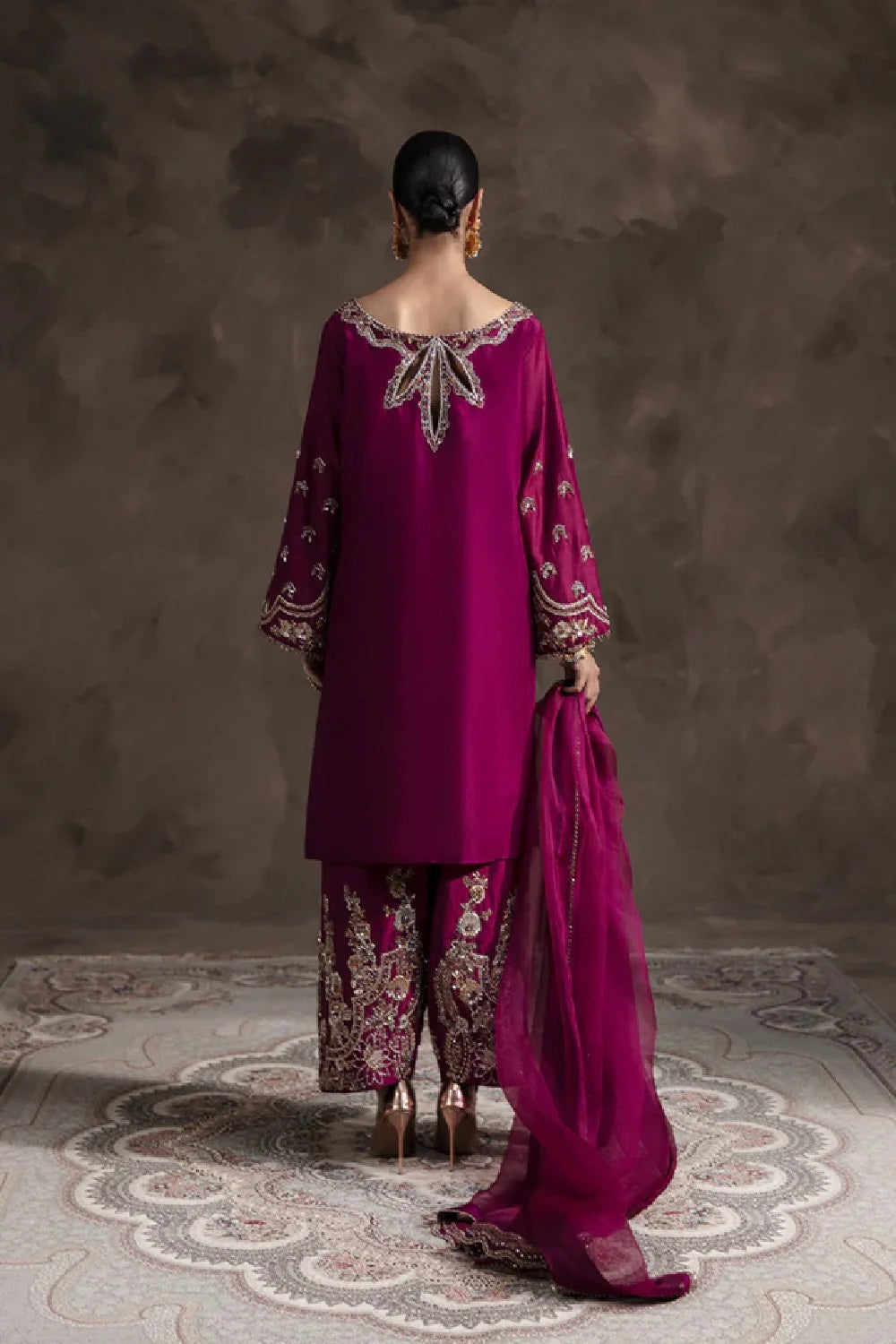 Handmade Rani Pink Pure Raw Silk Suit