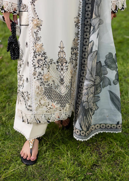 Off White Lawn Suit with Patchwork Embroidery
