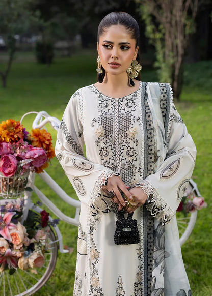 Off White Lawn Suit with Patchwork Embroidery
