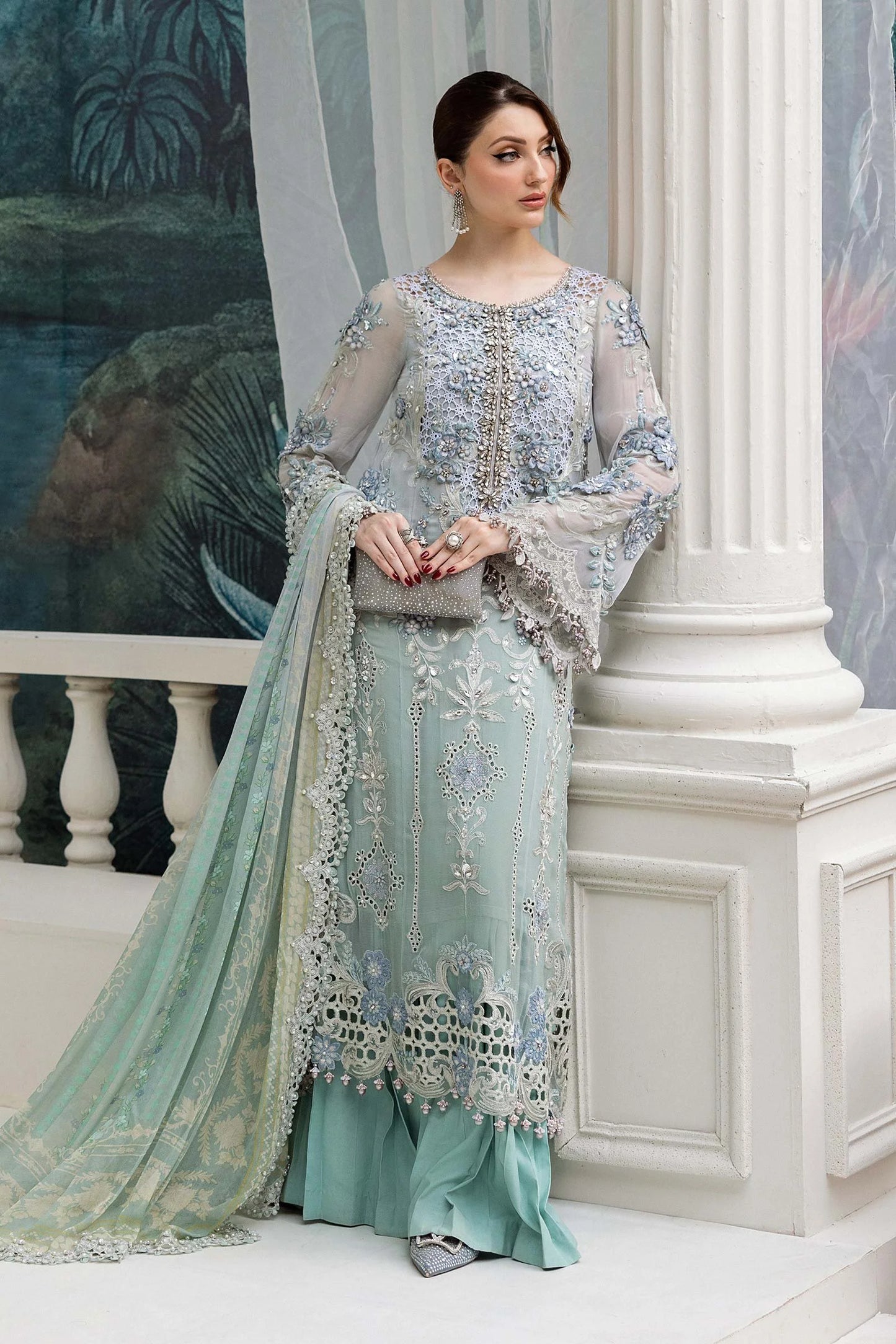 Handmade Sky Blue Chiffon Suit