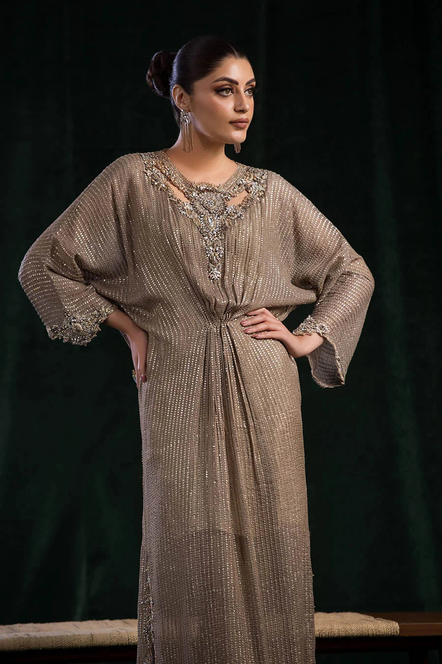 Hand Embroidered Maysuri Indowestern Kaftan with Tights