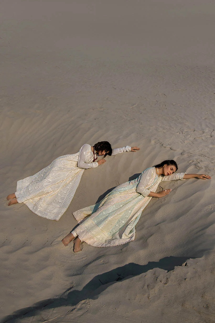 Hand Embroidered Swiss Lawn Off White Maxi