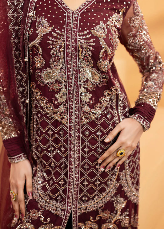 Plum Embellished Partywear Suit