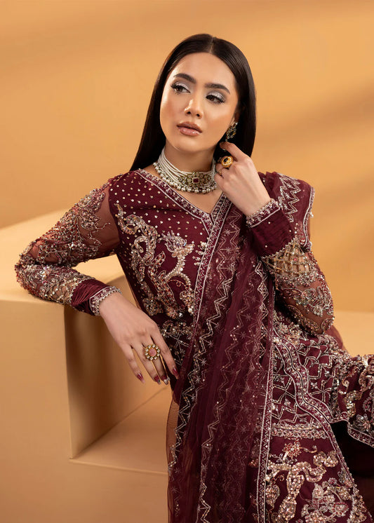 Plum Embellished Partywear Suit