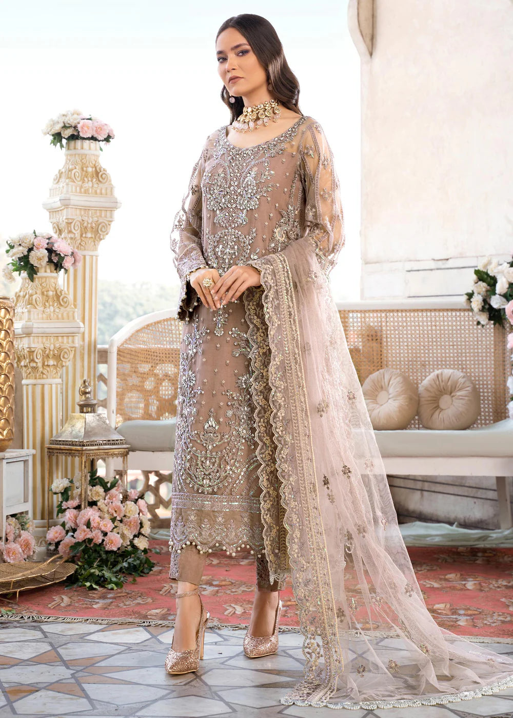 Pale Pink Hand Embellished Suit