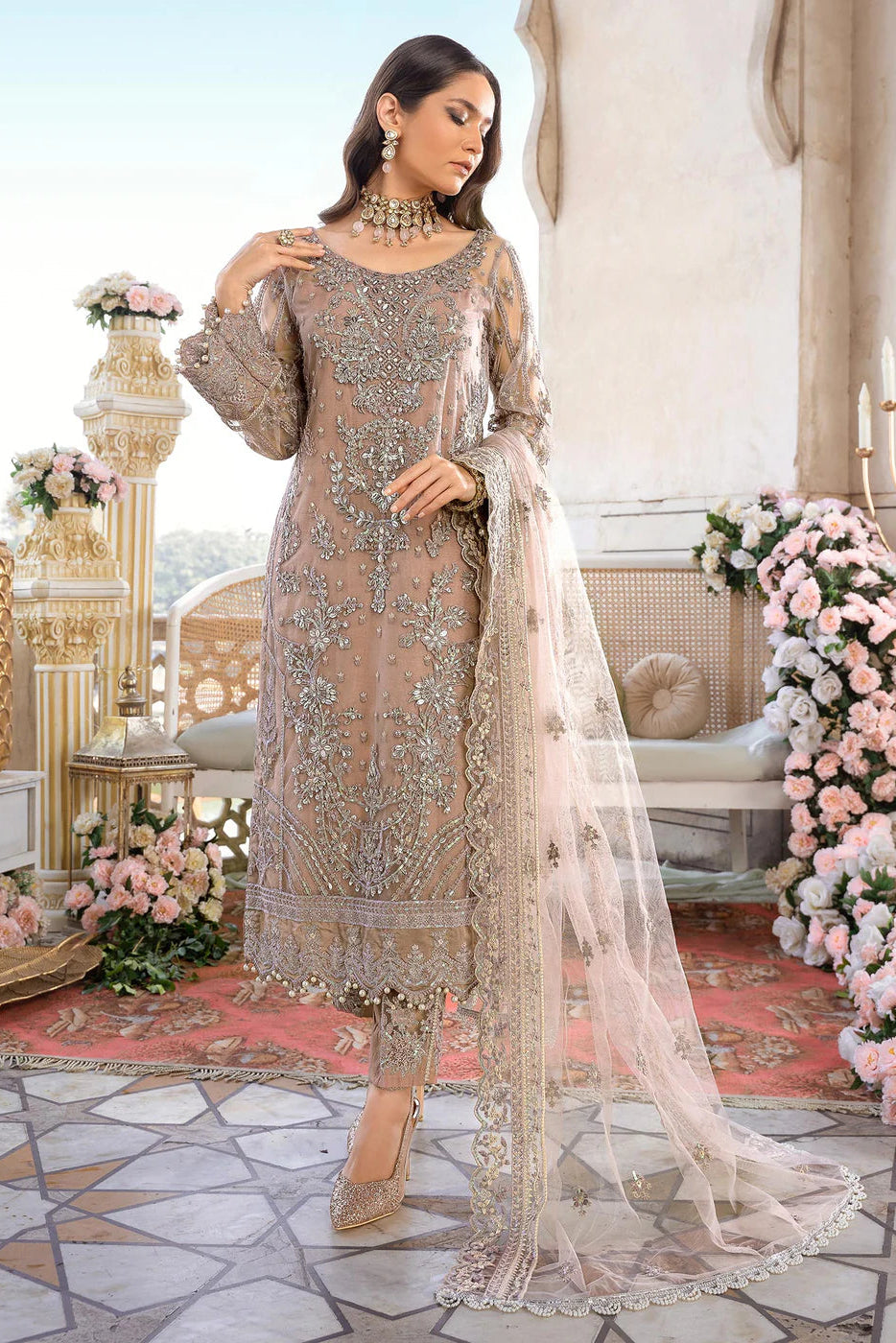 Pale Pink Hand Embellished Suit
