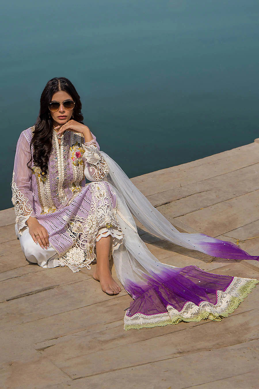 3D & Crochet Hand Embroidered Cotton Chikankari Suit