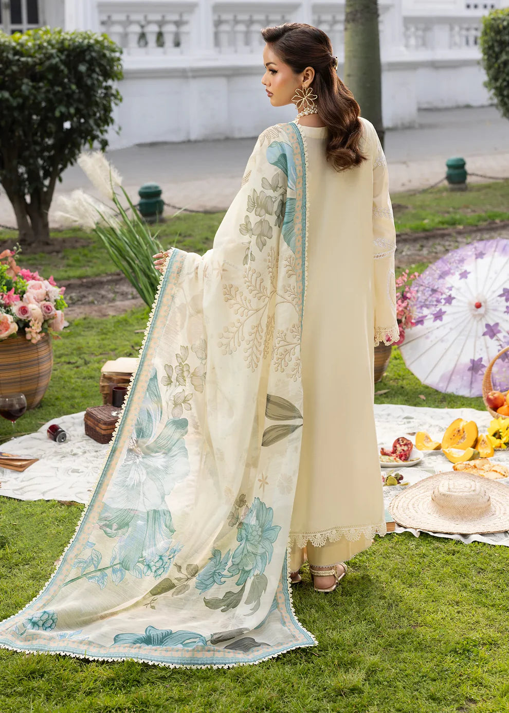 Pale Yellow Lawn Suit with Patchwork Embroidery