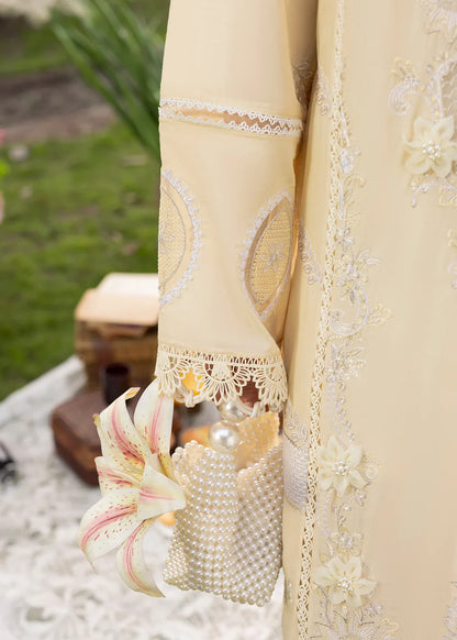 Pale Yellow Lawn Suit with Patchwork Embroidery