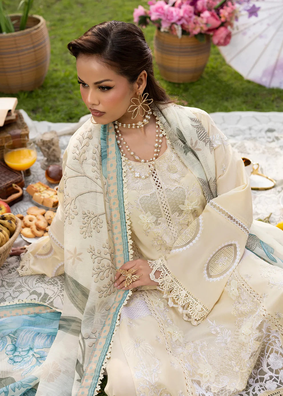 Pale Yellow Lawn Suit with Patchwork Embroidery